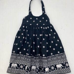 Old Navy Black and White Elephant Patterned Summer Maxi Dress for Toddler 2T